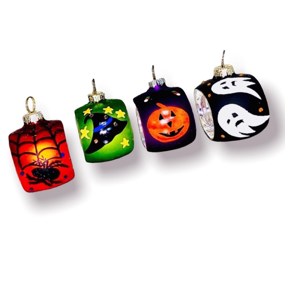 Blown glass Halloween napkin ring place card holders